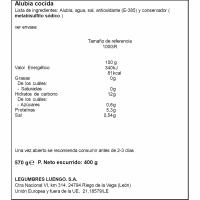 Alubia blanca cocida LUENGO, frasco 400 g