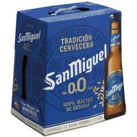 Cervesa sense alcohol 0,0 SAN MIGUEL, pack botellín 6x25 cl