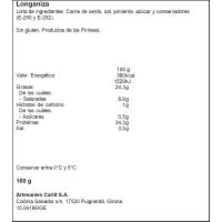 Longaniza payés lonchas CARLIT, 100 g