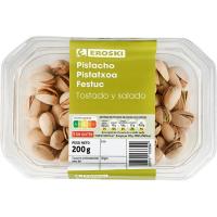 Pistachos tostados EROSKI, tarrina 200 g