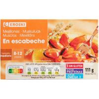 Mejillón en escabeche 8/12 piezas EROSKI, lata 111 g