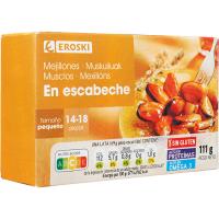 Musclo en escabetx 14/18 peces EROSKI, llauna 111 g