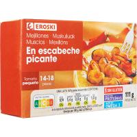 Mejillón picante en escabeche 14/18 piezas EROSKI, lata 111 g