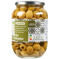 Olives verdes sense os EROSKI, flascó 400 g