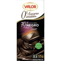 Chocolate negro 70% sin azúcar cacao VALOR, tableta 125 g