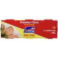 Atún claro en aceite de oliva MASSO, pack 3x65 g