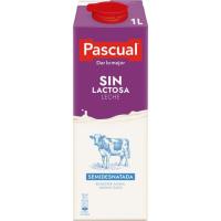 Llet semidesnatada sense lactosa PASCUAL, brik 1 litre