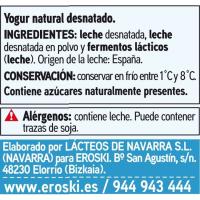 Yogur desnatado natural EROSKI basic, pack 6x125 g