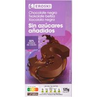 Chocolate negro sin azúcar EROSKI, tableta 125 g