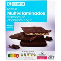 Snacks de chocolate negro EROSKI, caja 200 g