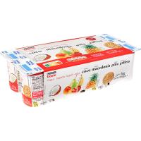 Iogurt sabor coco-macedònia-pinya-galeta EROSKI basic, pack 8x125 g