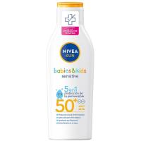 Leche solar piel sensible SPF50 NIVEA, bote 200 ml