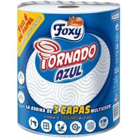 Papel de cocina 3 capas FOXY TORNADO AZUL, paquete 1=15 rollos