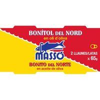 Bonito de aceite de oliva MASSO, pack 2x140 g