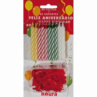 Velas con soporte ROURA, 20 uds