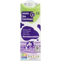 Llet semidesnatada sense lactosa EROSKI, brik 1 litre