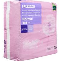 Compresa de incontinencia leve normal EROSKI, paquete 24 uds