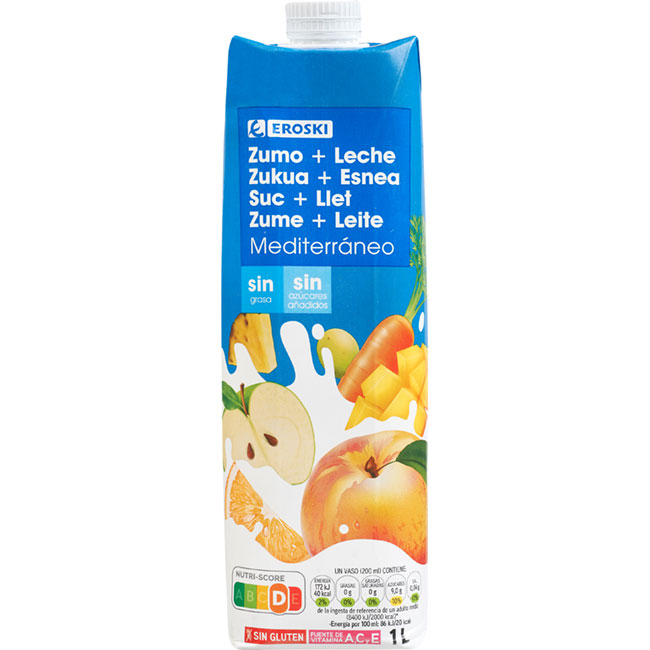 Lactozumo Mediterrani EROSKI, brik 1 litre