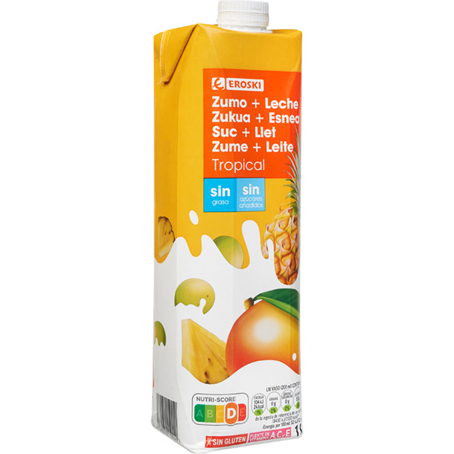 Lactozumo tropical EROSKI, brik 1 litro