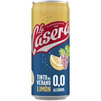 Tinto de verano limón sin alcohol LA CASERA, lata 33 cl