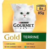 Surtido de tarrinas para gato GOURMET Gold, pack 8x85 g