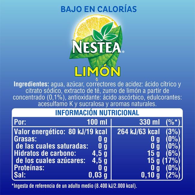 Tè a la llimona NESTEA, pack 9x33 cl