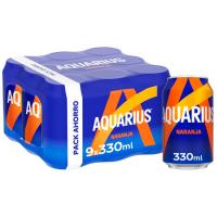 Bebida isotónica de naranja AQUARIUS, pack 9x33 cl