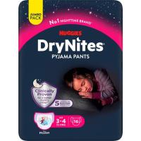 Pañal niña 3-5 años 16-23 kg HUGGIES DryNites, paquete 16 unid.