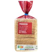 Pan de molde integral sin corteza EROSKI, paquete 450 g