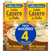 Brou casolà de pollastre GALLINA BLANCA, pack 4x1 litre