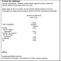 Crema de carbassa ecològica PEDRO LUIS, ampolla 485 g