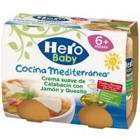 Crema suave de calabacín-jamón-queso HERO, pack 2x190 g