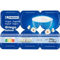 Grec natural EROSKI, pack 6x125 g