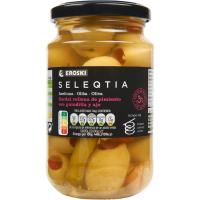 Olives amb pebrot EROSKI SELEQTIA, flascó 190 g