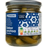 Cogombrets sabor anxova EROSKI, flascó 190 g