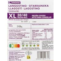 Llagostí cuit calibre 30/40 EROSKI, safata 450 g