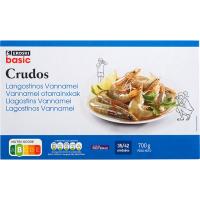 Langostino crudo 35/42 EROSKI BASIC, caja 700 g