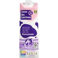 Llet sense lactosa desnatada EROSKI, brik 1 litre