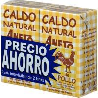 Caldo natural de pollo ANETO, pack 2x1 litro