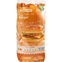 Pa d`hamburguesa amb sèsam EROSKI, 4 u., paquet 220 g