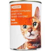 Paté con pollo para gato EROSKI, tarrina 400 g