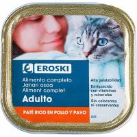 Paté de pollo para gato EROSKI, lata 100 g