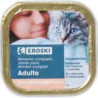 Paté de salmón para gato EROSKI, lata 100 g