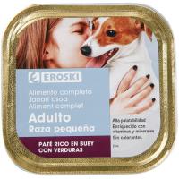 Paté de bou per a gossos de races petites EROSKI, llauna 150 g