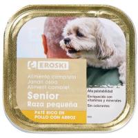 Paté de pollo para perro senior raza pequeña EROSKI, lata 150 g