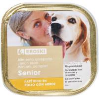 Paté de pollo para perro senior EROSKI, lata 300 g