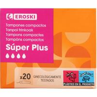 Tampó super+ plus amb aplicador compacte EROSKI, caixa 20 u