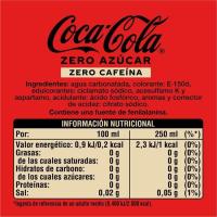 Refresco de cola sin cafeína COCA COLA ZERO ZERO, botellín 50 cl