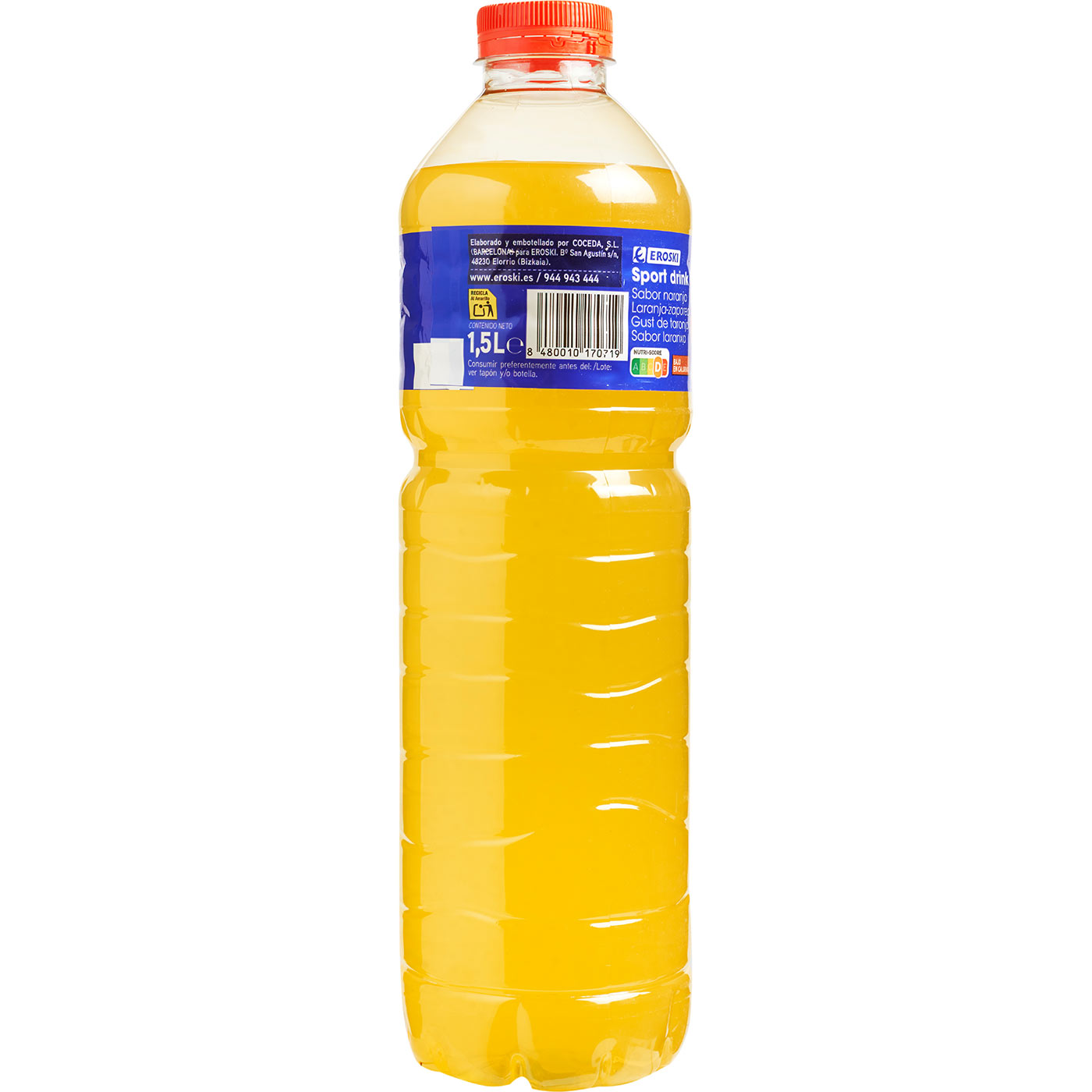 Beguda isotònica sabor taronja EROSKI, ampolla 1,5 litres