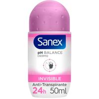 Desodorante para mujer invisible SANEX, roll on 50 ml 